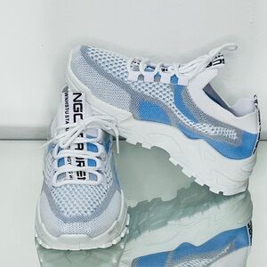 Trendy White and Blue Sneakers